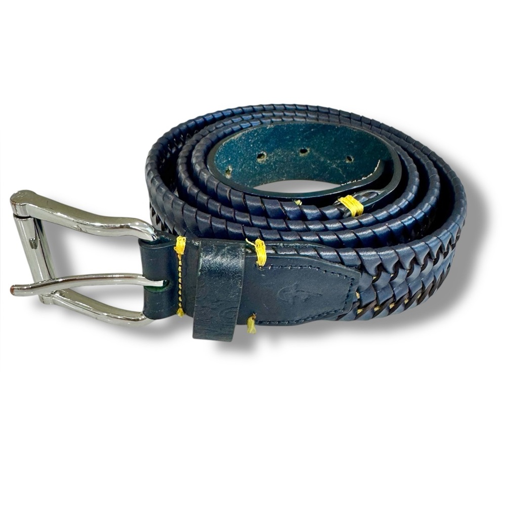 Robert Graham Farina Woven Leather Belt in Navy blue Size 54/56